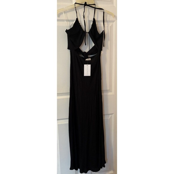 Audrey 3+1 Women Black Cutout Front Halter Midnight Hour Dress Size M Retail $51 - Picture 3 of 7